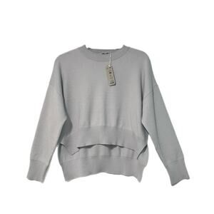 NWT Neiwai Boat Neck Wool Blend Crop Sweater Womens S Gray Oversized Minimalist